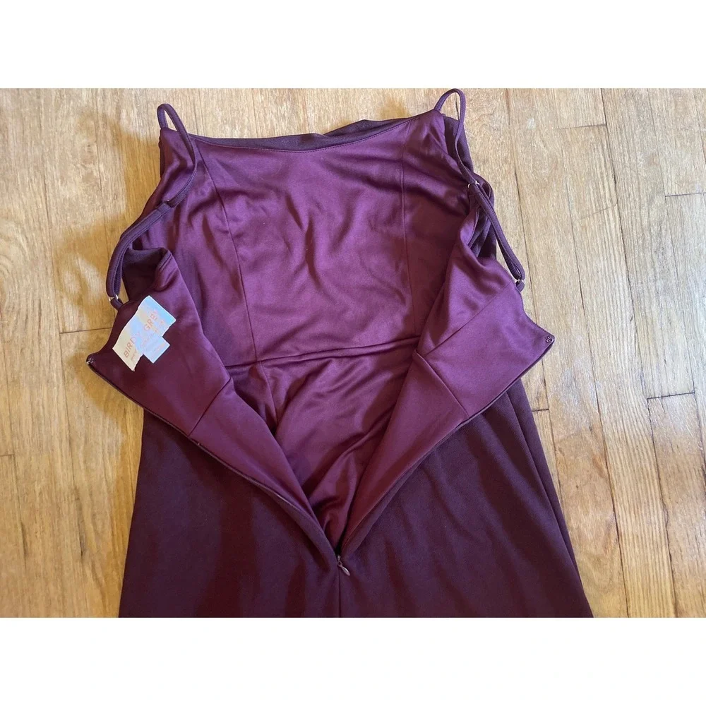 Birdy Grey Burgundy Bridesmaid Dress Cowl Neck Maxi Spaghetti Strap Formal Large